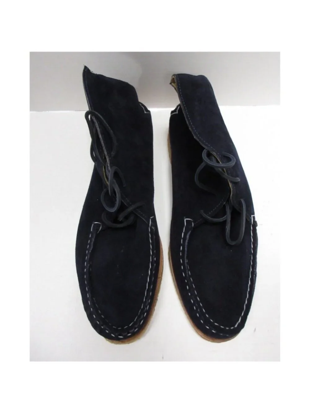 Quoddy Boots 11 D Navy Wabanaki Suede Handbuilt Leather Crepe Sole NEW